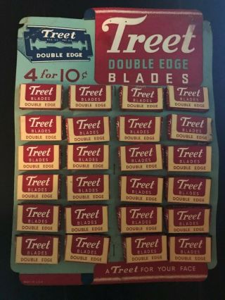 Rare Vintage Treet Double Edge 24 Full Packs Razor Blade Store Display 4 For 10c