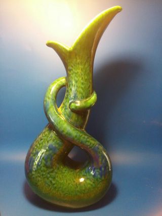 Monumental Rare Royal Haeger 483 Vase Green And Blue Drip Glaze Mcm