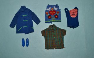 Vintage Barbie - Skipper 1965 Fun Time Jacket,  Vest,  Shirt,  Shoes,  Swimsuit