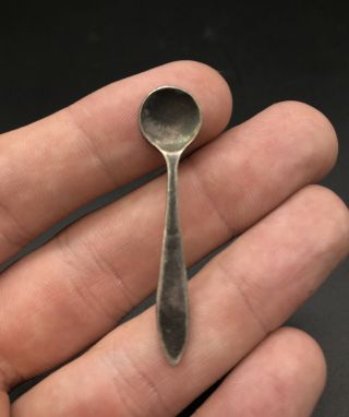 Antique Sterling Silver Salt Spoon 95c Vintage Small 1&7/8  Long