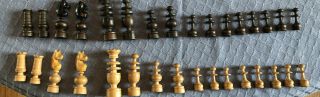 Antique French Regency Wood Chess Set Vintage France