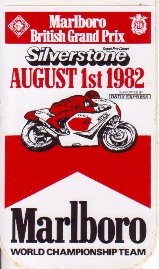 Marlboro British Motorcycle Grand Prix Silverstone 1982 Rare Sticker