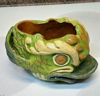British Pottery Ugly Fish Bowl,  Very Rare,  Signed & Dated By: C.  H.  Brannam