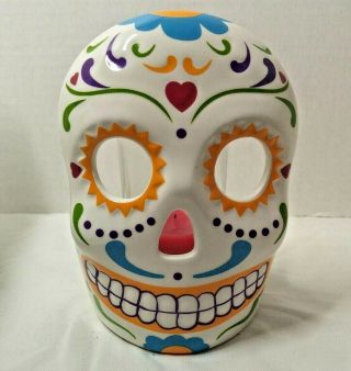 Partylite Day Of The Dead Candy Skull Candle Holder Halloween - Rare 2015 Exc.