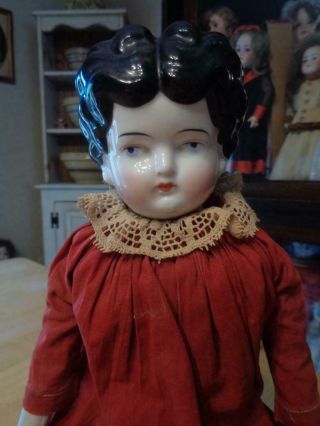 Antique China Head Doll Marked 5 Black Hair 17.  5 " Leather Arms
