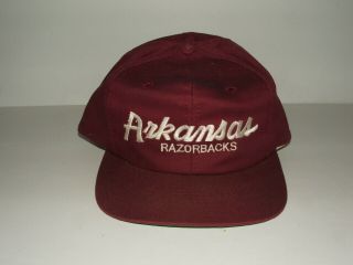 Rare Vintage Arkansas Razorbacks Ncaa Snapback Trucker Hat Football By Twins