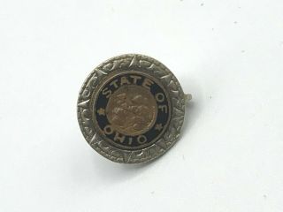 Early Vintage Antique State Of Ohio Lapel Pin Tie Tac Screw Back =