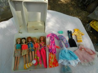 Vintage Dawn Doll Case With Dolls,  Case And Clothes Gc/ Tlc Group