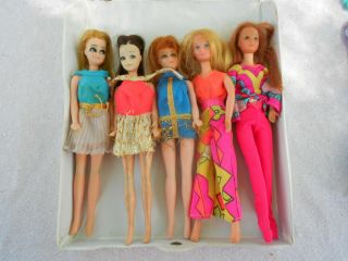 Vintage Dawn doll case with dolls,  case and clothes GC/ TLC group 2
