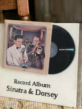 Vintage Miniature Dollhouse Bodo Hennig Brass Record Holder & Set Vinyl Albums 2