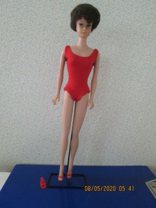Vintage 1962 Midge Barbie Doll Mattel Brunette Bubble Hair Cut
