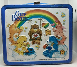 Vintage Rare Care Bears Lunch Box Tin And Thermos. 2