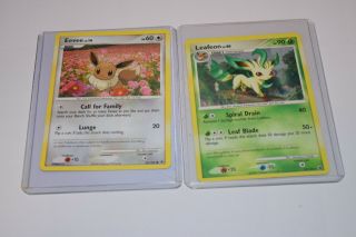Evee Leafeon 62/100 24/100 Dp Majestic Dawn Pokemon Cards Owner Nm