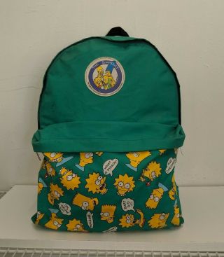 The Simpsons 1990s Vintage Teal Bart & Lisa Promotional Backpack Bag