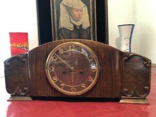 Antique German Unsigned Art Deco Table Clock In Running