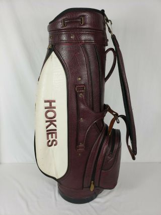 Virginia Tech Vintage Burton Golf Bag - Rare Leather Made In Usa