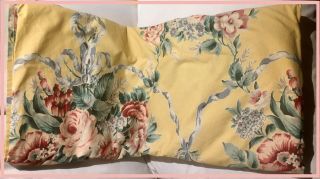 Vtg Ralph Lauren EVELYN Flat Sheet KING Yellow Floral Cottage HTF Rare 3