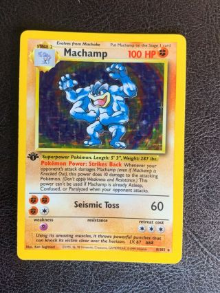 Machamp 8/102 Holo Rare | Base Set 1st Edition Shadowed Wotc Pokemon Tcg |nm (b)