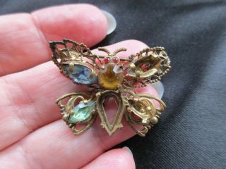 Antique Vintage Art Nouveau Deco Gold P Rare Czech Glass Butterfly Brooch Repair