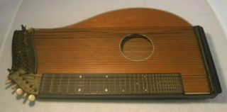 Vintage Antique Lap Harp Zither Instrument Unsigned 22 1/4 " Long Inlay