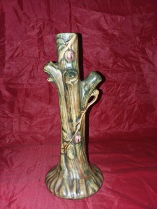 Antique Weller Pottery Bud Vase 1920 - 33 Woodcraft Apple Tree 10 - 3/8 " T X 4 - 3/8 " D