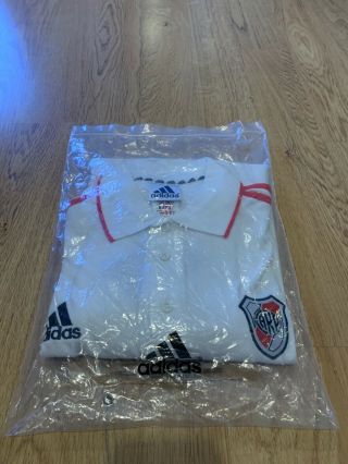 Vintage Bnwt Large Mens River Plate Argentina Football Polo Shirt By Adidas Rare