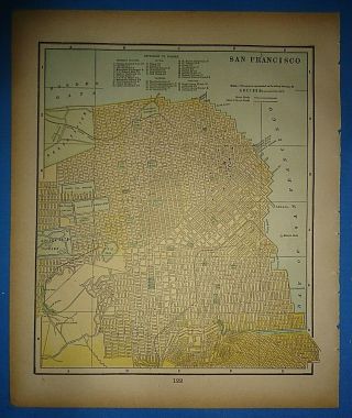 Vintage Circa 1895 San Francisco Map Old Antique Atlas Map S&h