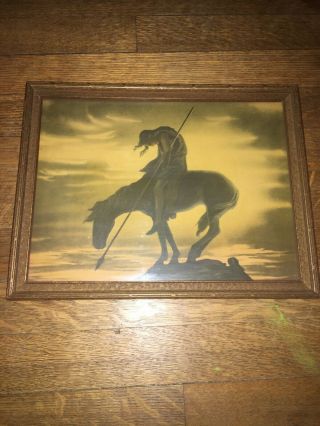 Framed Antique Native American Print,  End Of The Trail