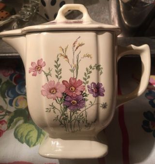 Rare Homer Laughlin,  Century Syrup Creamer Pitcher Floral Meadow Goldenrod Wells