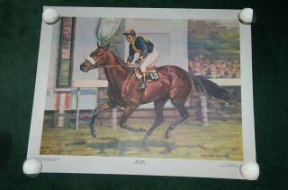 1971 Mill Reef.  Neil Cawthorne.  Rare Horse Racing Print