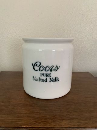 1930’s Coors Pottery Pure Malted Milk Ice Cream Fountain Ceramic Crock Rare