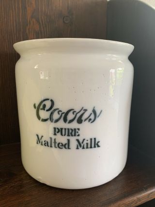 1930’s Coors Pottery Pure Malted Milk Ice Cream Fountain Ceramic Crock RARE 3