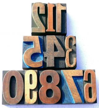 Letterpress Wood 1 5/8 " Mixed Type Numbers 11pcs Wonderful Rare Typefaces