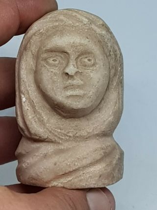 Museum Quality Extremely Rare Intact Ancient Roman Marble Bust Head.  302 Gr 75 Mm