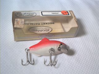 Vintage Old Plastic Fishing Lure Fred Arbogast Tipsy Red & White Nib