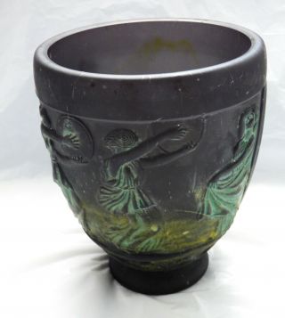 Dancers Rare Georges De Feure Moulded Pressed Glass Pate De Verre Hellenic Vase