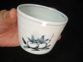 Vintage Japanese (c.  1950) Signed Hand Painted Ceramic Tea Cup Choko Peach