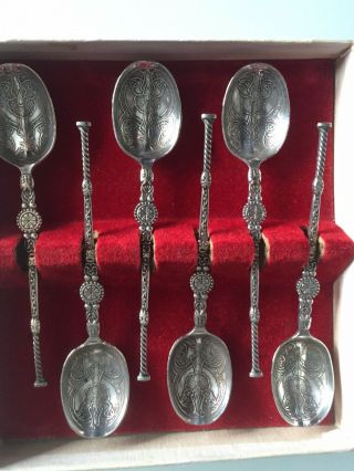Boxed Set Of 6 Art Nouveau Silver Plated Spoons