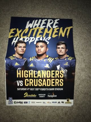 2020 Highlanders V Crusaders Rugby Aotearoa Programme Rare