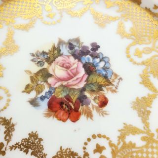 Antique Aynsley Heavy Gold & Hand Painted Flowers 7935 4935 Dessert Plate RARE 2