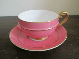 Antique Royal Worcester England Demitasse Cup And Saucer Pink