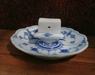 Rare Vintage Blue Fluted Royal Copenhgen Porcelain Match Box Holder From Denmark