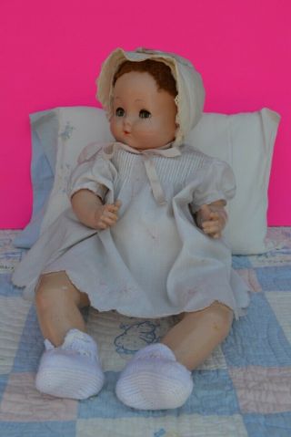 Effanbee " Sweetie Pie " 24 - Inch Composition Baby Doll Flirty Eyes,  Caracul Wig