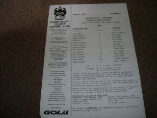 Rare Huddersfield Town V Blackpool Autoglass Trophy 21st January 1992