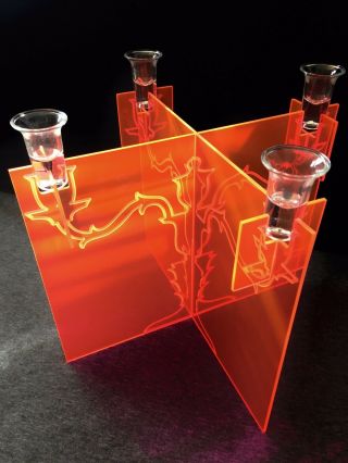 Innermost Ghost Acrylic Candelabra Designed Jon Russell Pinky Orange - Boxed