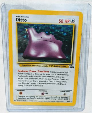 Ditto Pokémon Card Fossil Set Holo Rare 3/62 Vintage