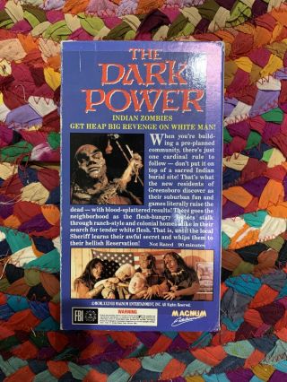The Dark Power VHS Ultra rare Oop Horror Htf Magnum SOV GORE B MOVIE 3