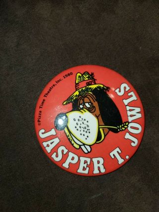 Rare Vintage Chuck E Cheese Pizza Jasper T.  Jowls Button Pin 3 "