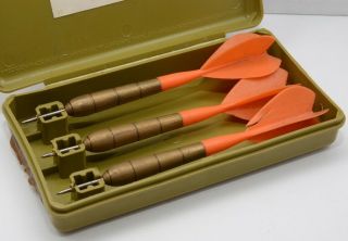Rare Vintage Milbro Club Set Of 3 Throwing Darts With Orange Flights And Case