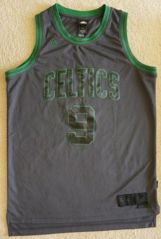 Adidas Boston Celtics Rondo 9 Grey Green Sewn Rare Jersey Sz M,  2 Lenght